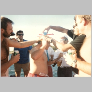 1988-08 - Australia Tour 038 - Party Hat on Boat - Botany Bay.jpg